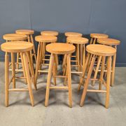 Alpine style chalet stools in wood, set of 9 - 1970s