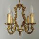 French Vintage Bronze Art Nouveau Style 4 Light 4 Sided Cage Chandelier