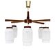 Scandinavian six-arm chandelier made of teak wood, Denmark, 1970s.