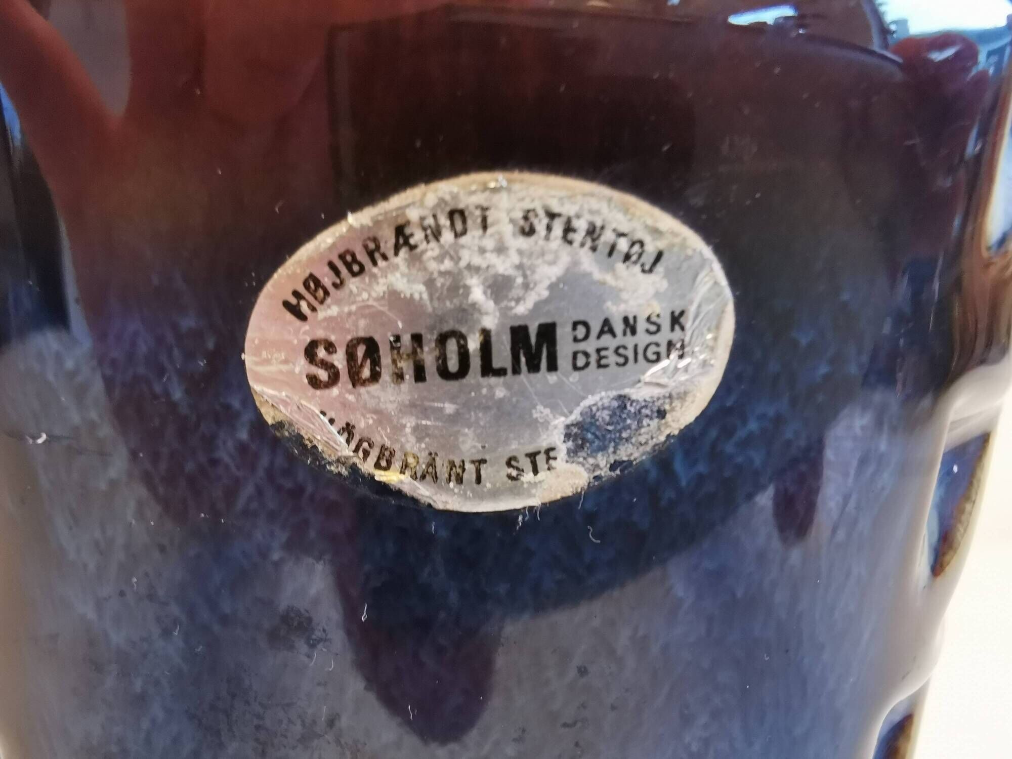 Grand vase du danois Søholm en glaçure bleuâtre.