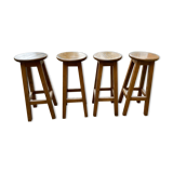 4 high bar stools in solid oak