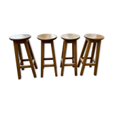 4 high bar stools in solid oak