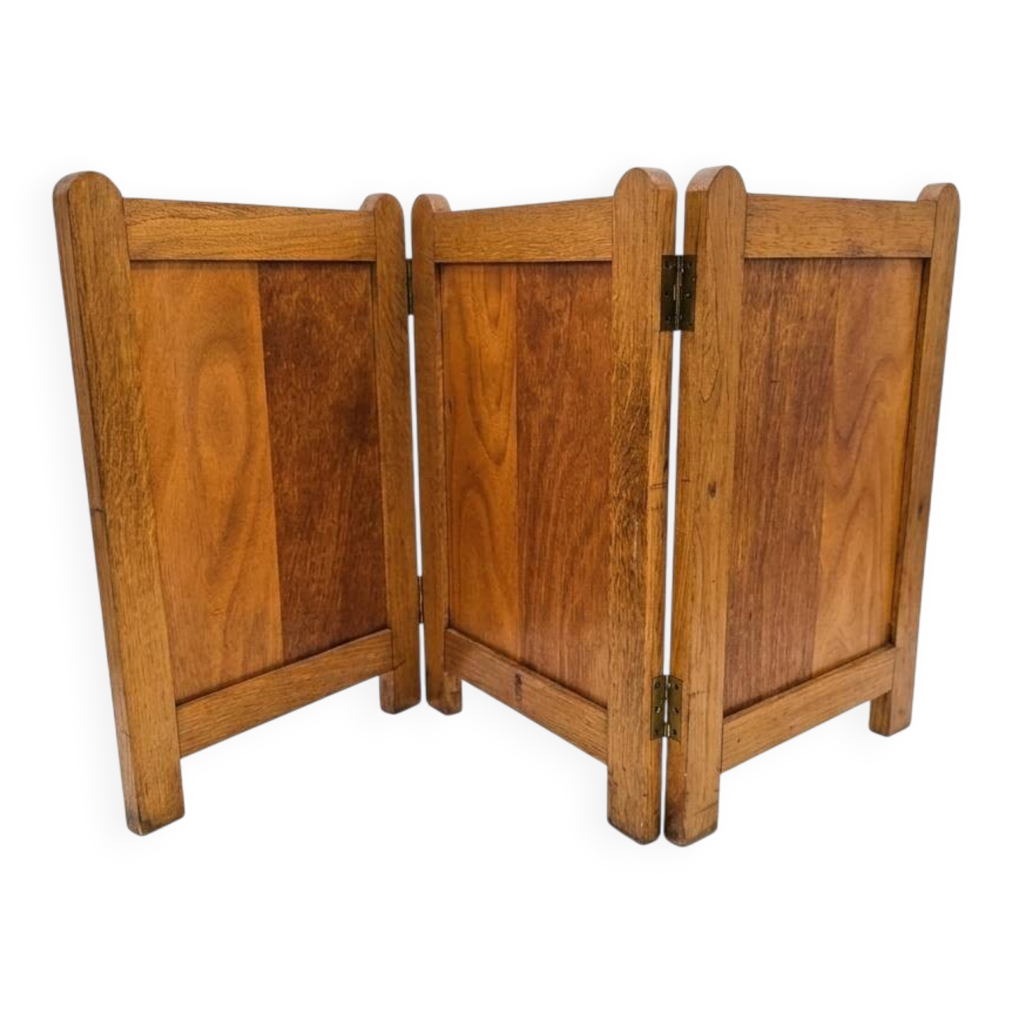 Old oak three-panel fire screen