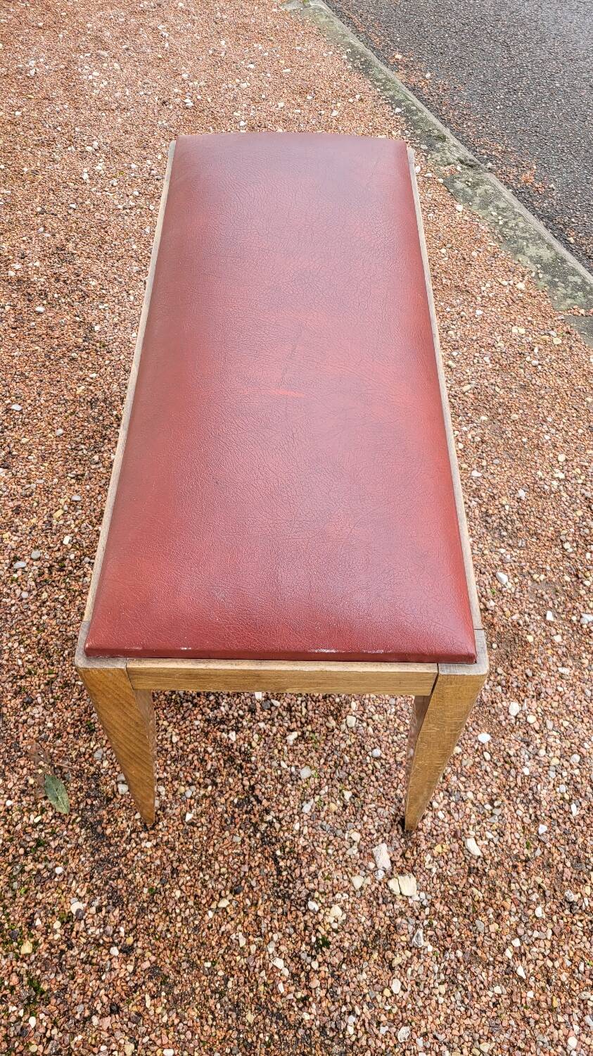 Art Deco piano stool bench in original Skai.