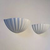 Paire d'appliques vintage coquillage, blanc mat, France 1970