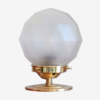 Lampe chevet bureau laiton globe verre dépoli art déco