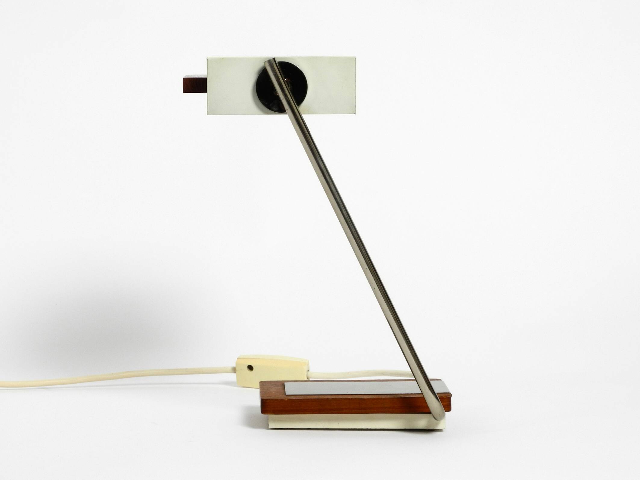 Rare original 1960s Kaiser Leuchten light metal teak table lamp