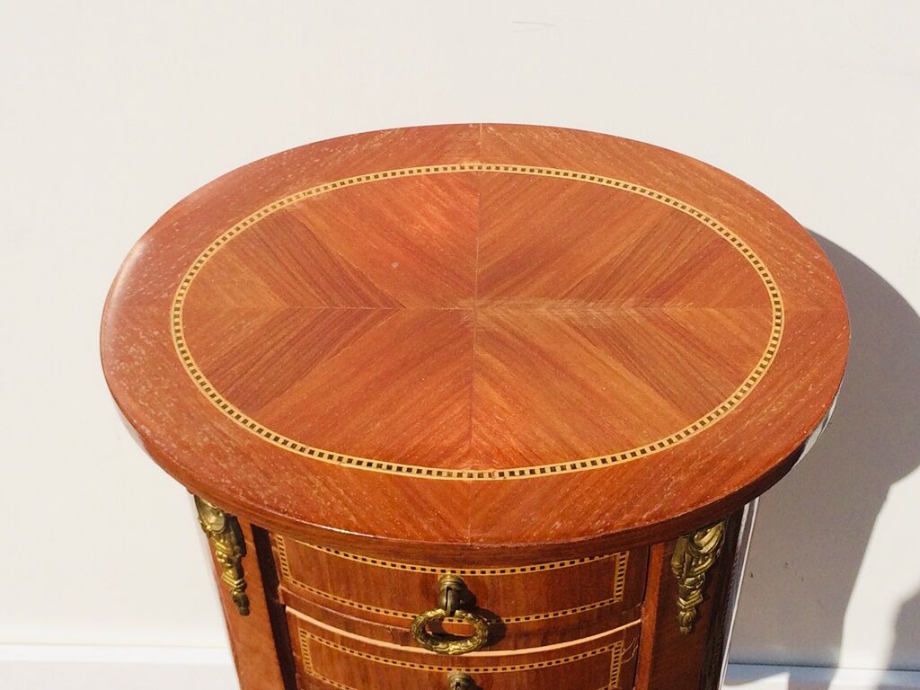 Console - table pedestal table marquetry style louis xv