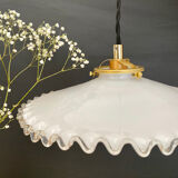 Vintage lampshade pendant light in white opaline