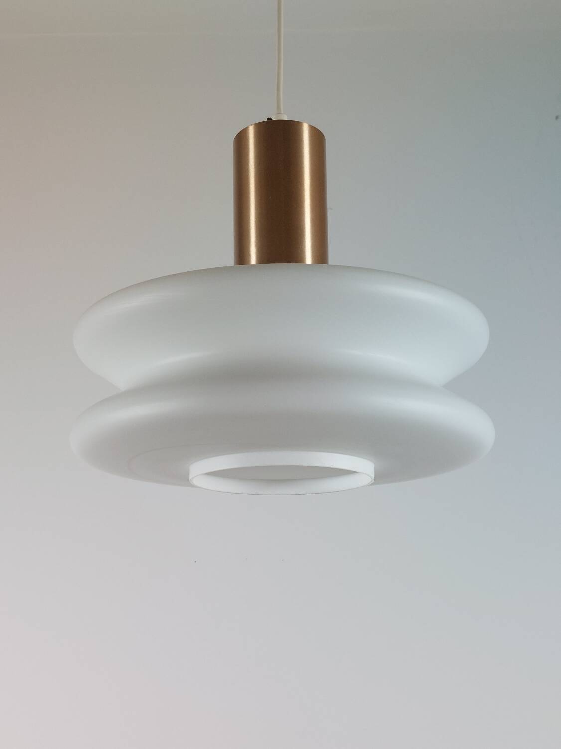 Vintage opal glass suspension in futuristic style, mid-century.