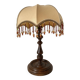 Lampe rétro bois tourné et perles 41 cm