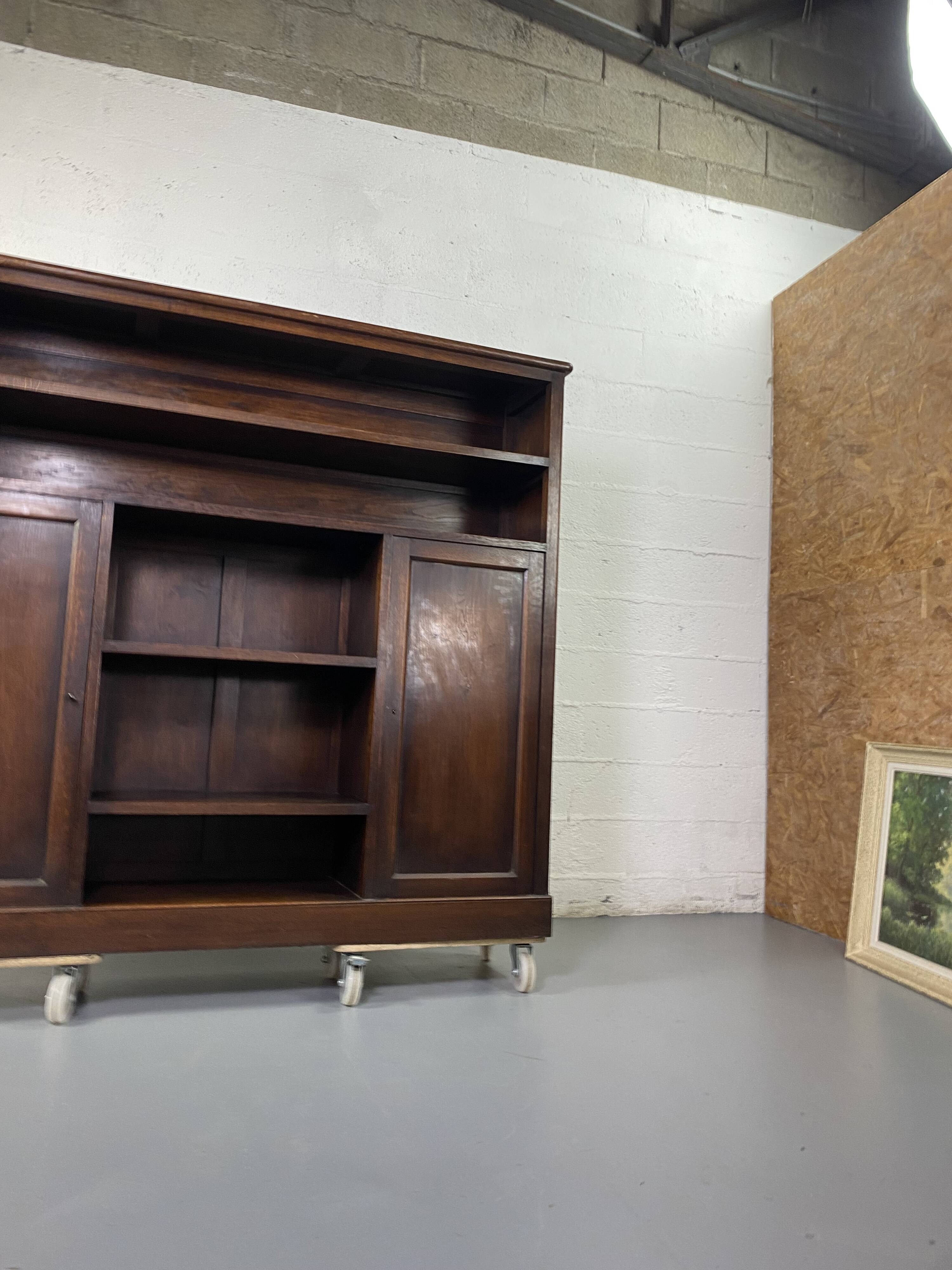 Large vintage wooden bookcase