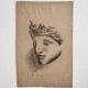 Antique academic drawing, study of a head after a marble, late 19th century