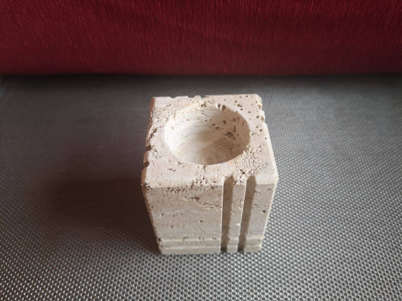 Travertine candlestick/photophore - 1960s/1970s - Cerri Nestore or Fratelli Mannelli