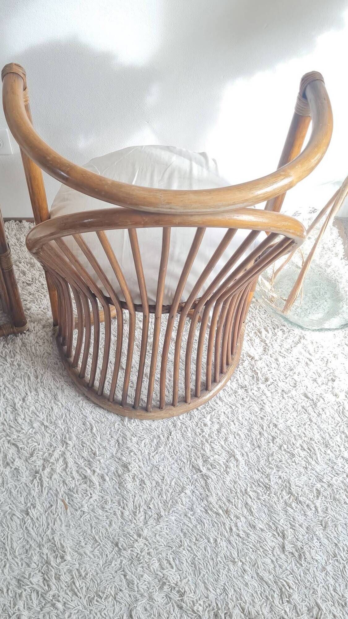 Pair of vintage rattan armchairs circa the 1960s.