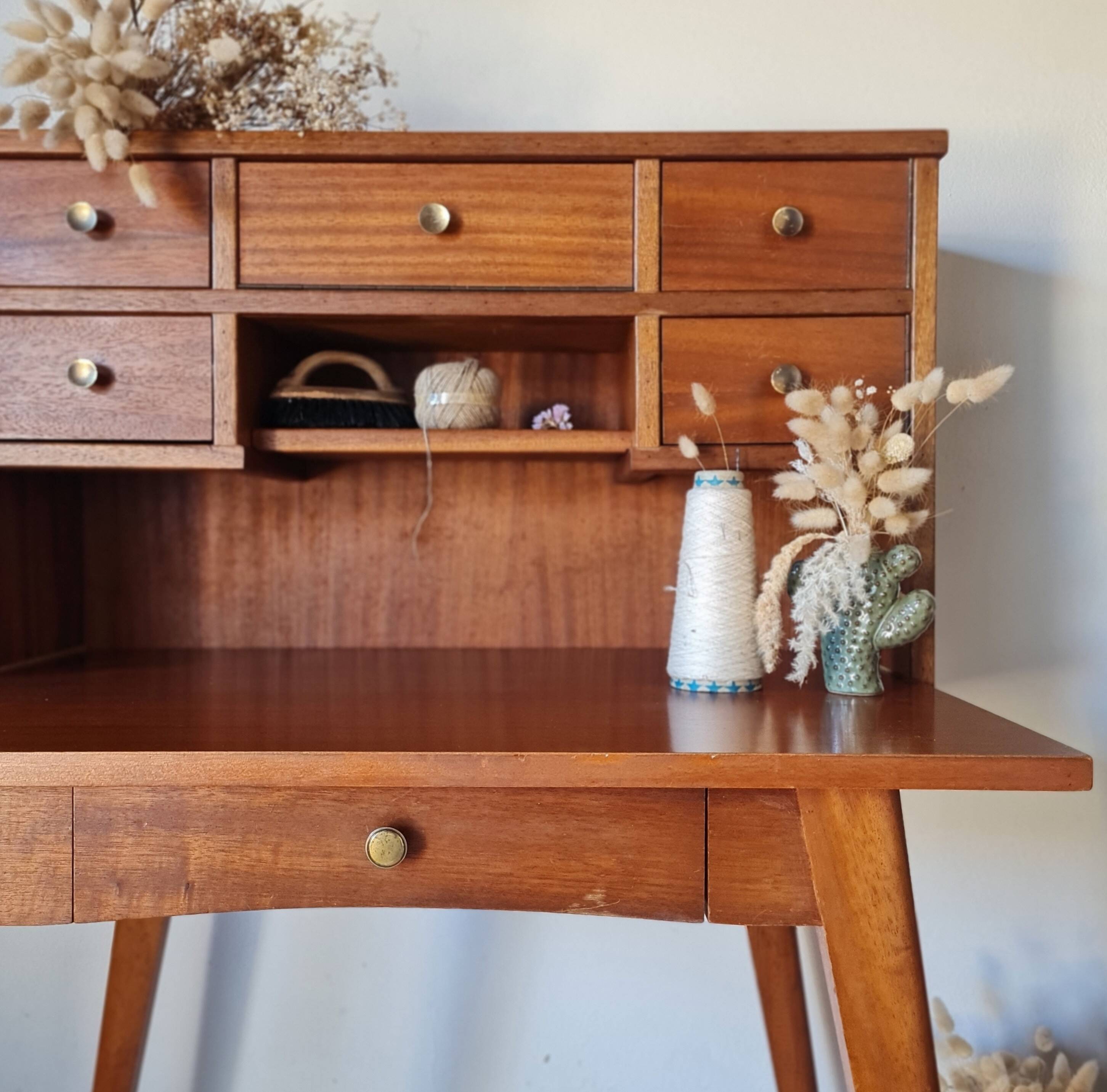 Scandinavian desk with tapered legs, vintage.