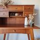 Scandinavian desk with tapered legs, vintage.