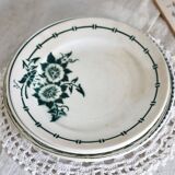 4 mismatched white and green ironstone dessert plates Arabesque set