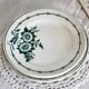 4 mismatched white and green ironstone dessert plates Arabesque set
