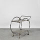 Vintage art déco chrome and glass round bar cart, 1930s
