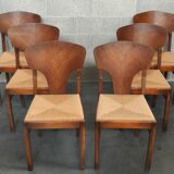 Suite of 6 Art Deco solid oak chairs