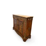 An antique French Louis XVI-style marble-top side cabinet