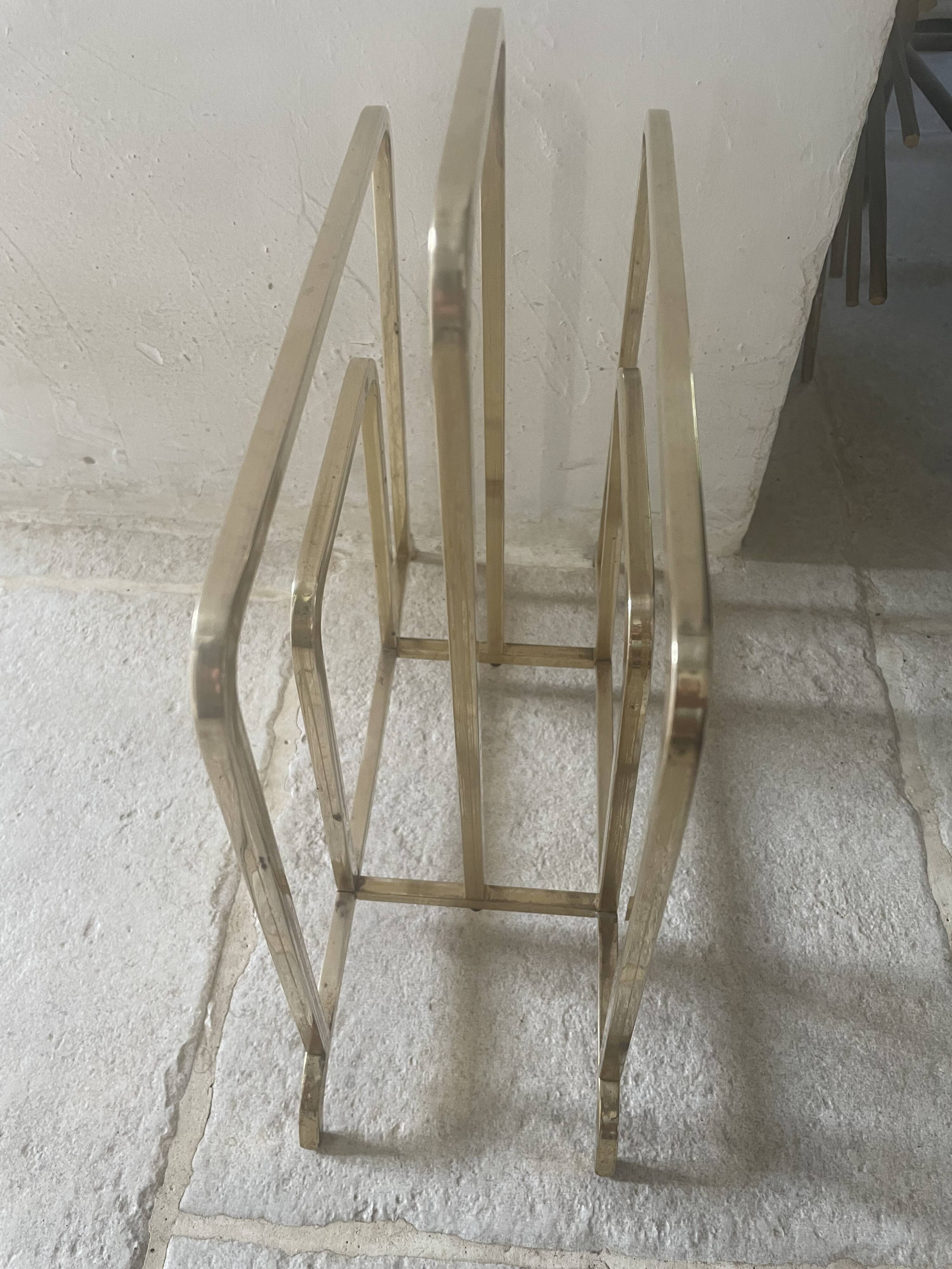 Designer brass magazine rack