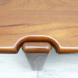 Elegant bench in vintage solid teak wood. after professional renovation.