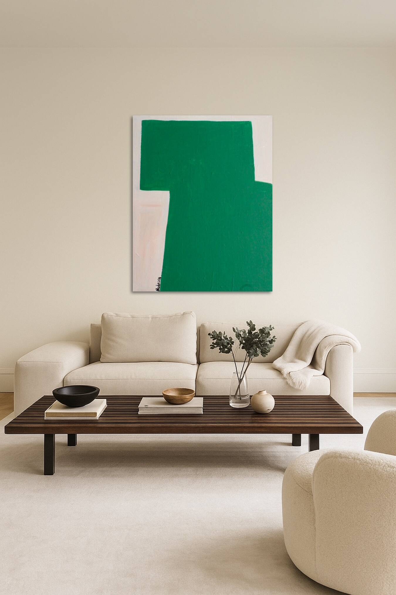 Contemporary art on canvas "verdant stillness" by Bodasca