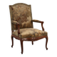 Carved Walnut Armchair with Cabriole Legs and Tapestry Upholstery, France
