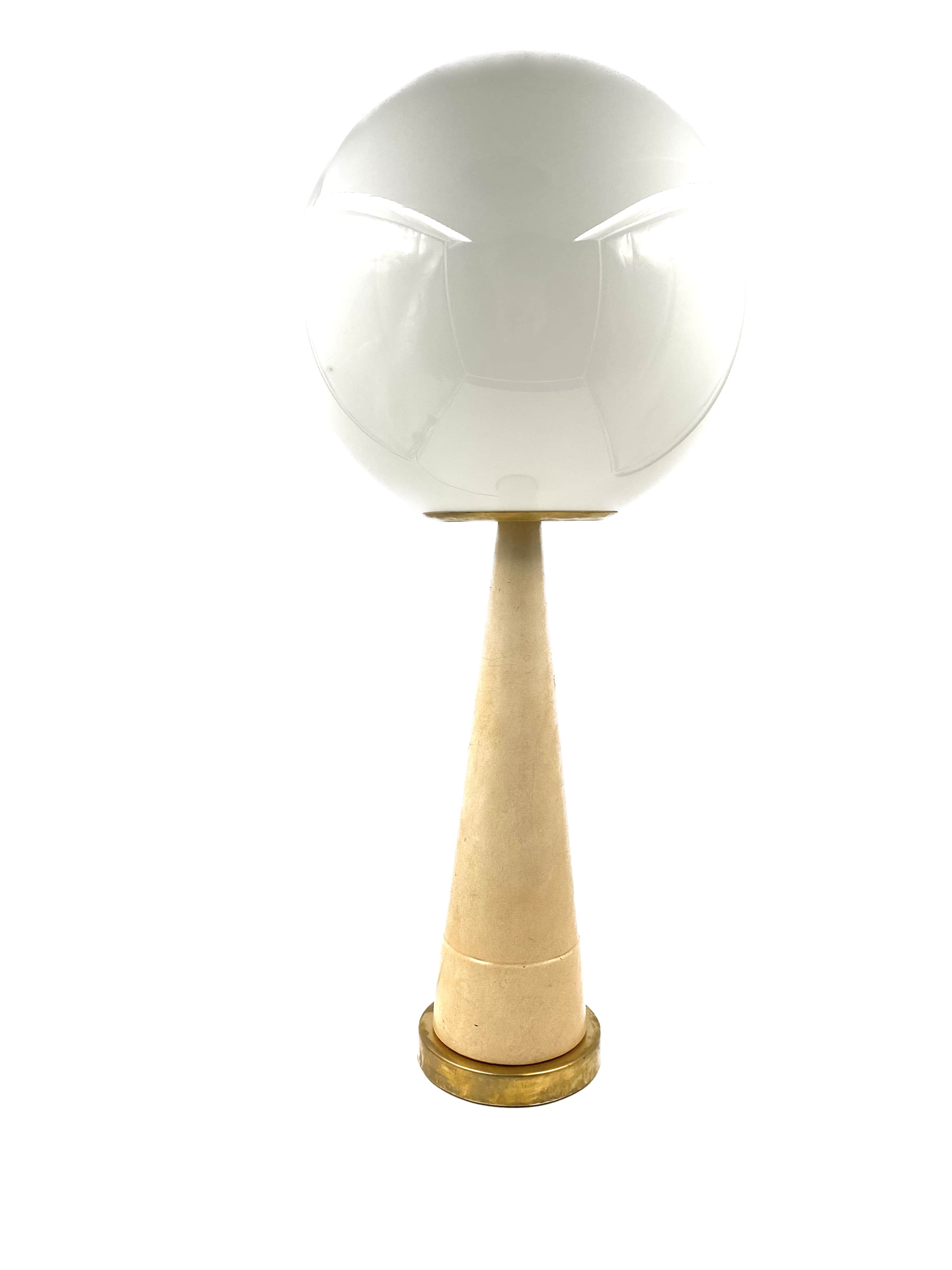 Conic parchment and brass table lamp, France 1960