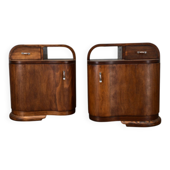 1939s Pair of Art Deco Bedside Tables, Czechoslovakia