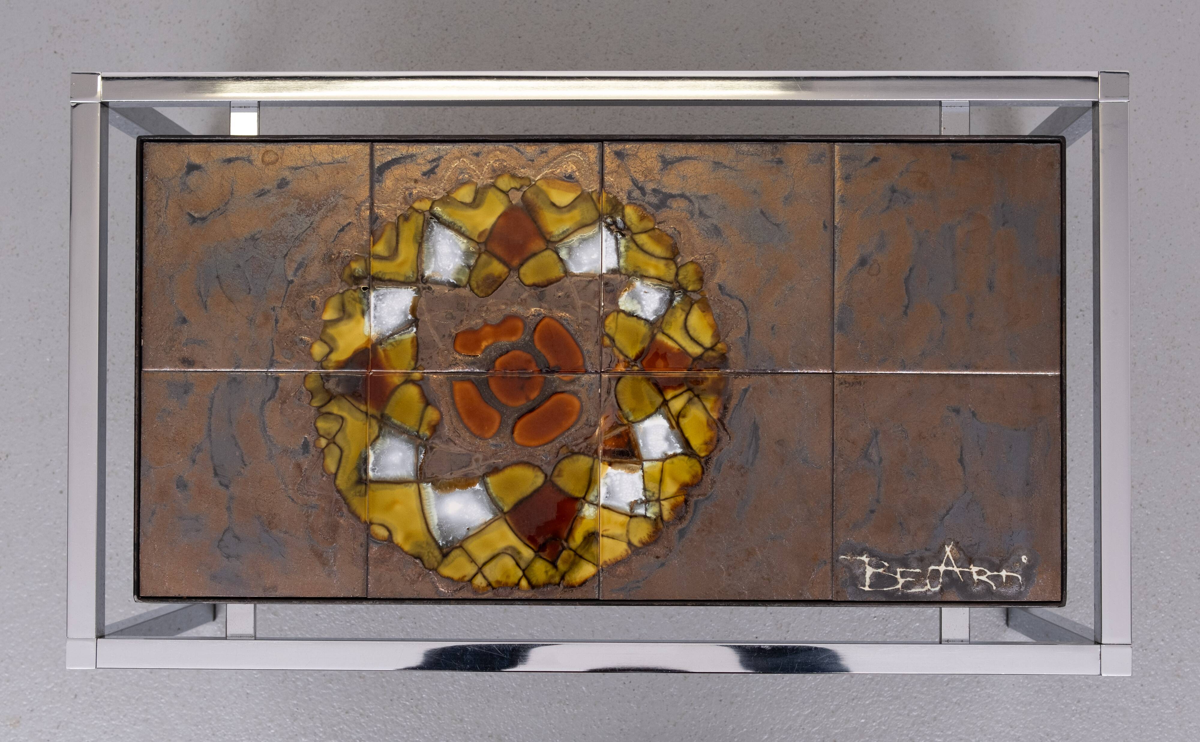 Belarti Ceramic tile Table set of 3 Belgian 1970s