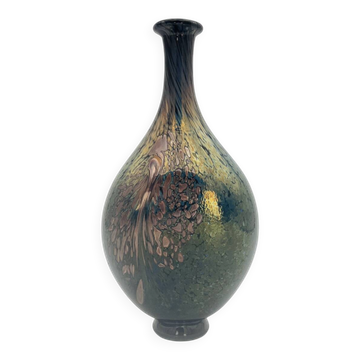 Vase R Pierini Studio Glass 1984 Copper 27cm Mineral Inclusions Signed