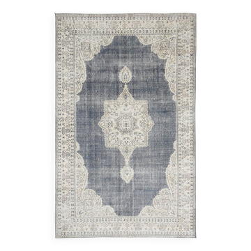 6x10 Navy Blue Turkish Vintage Rug, 193x315Cm