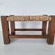 Marche pied / Tabouret en bois et paille