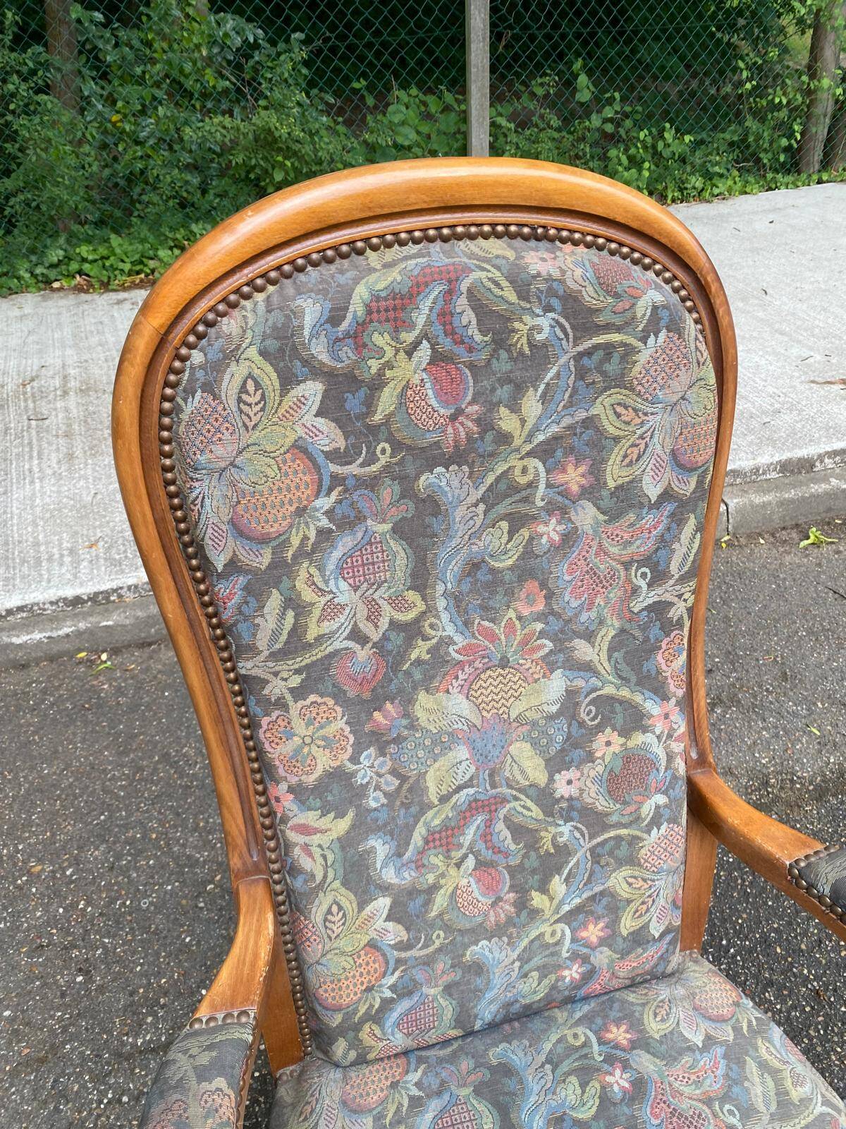Voltaire armchair Louis Philippe in solid wood and fabric
