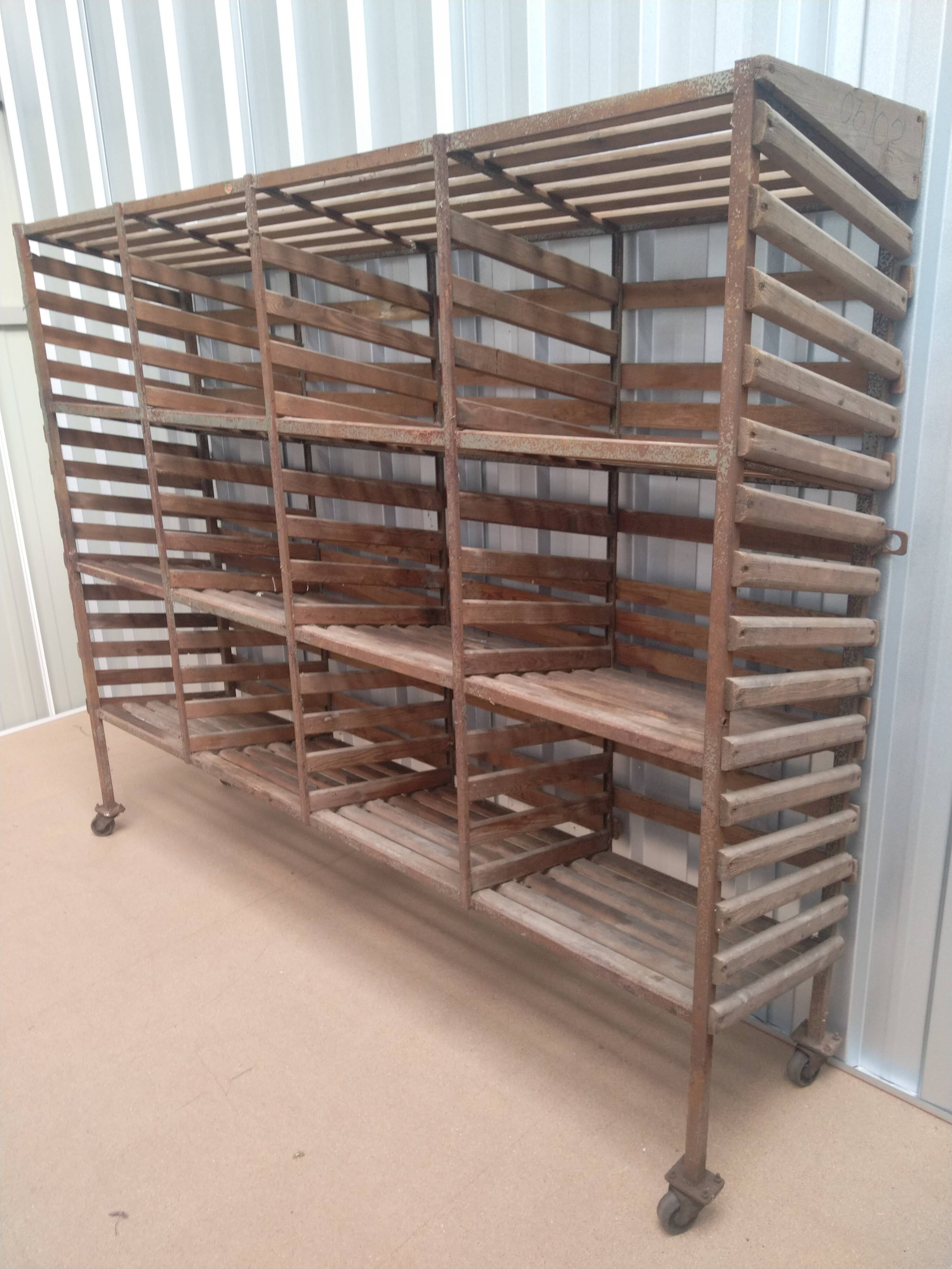 Wooden shelf on wheels