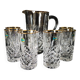 lemonade service, pitchers and glasses, in Lorraine crystal, the Grand Dukes, gold border
