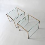 3 nesting coffee tables in glass and gilded metal, 1950-1970