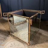 Pair of "bamboo" model planters in gold metal and glass from the 70s