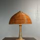 Midcentury mushroom pencil reed rattan bamboo and brass table lamp, 1970s