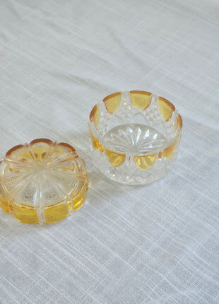 Amber and transparent crystal box Val Saint-Lambert Art Deco