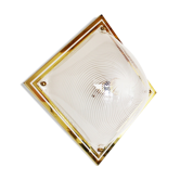 Large vintage brass and lucite flush mount light, Germany 1970's