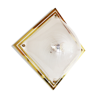 Large vintage brass and lucite flush mount light, Germany 1970's