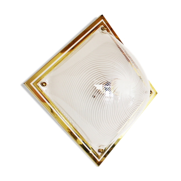 Large vintage brass and lucite flush mount light, Germany 1970's