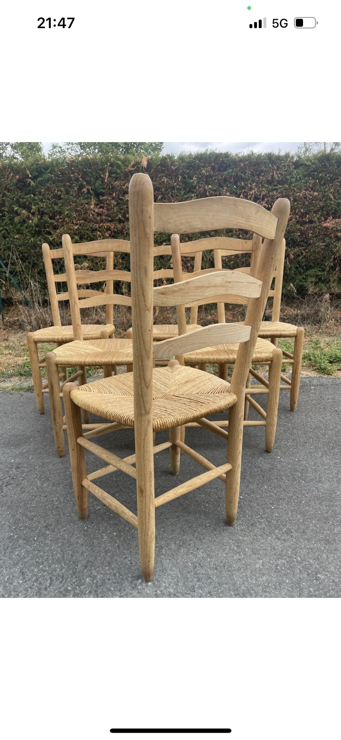 Set of 6 straw chairs