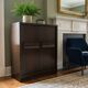 Vintage brutalist buffet/bar/dark wood sideboard