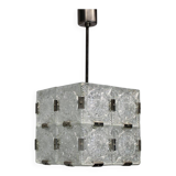 Mid-Century Square Clear Glass Pendant by K. Šenov, 1960s, Czechoslovakia