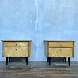 Pair of vintage bedside tables with compass feet